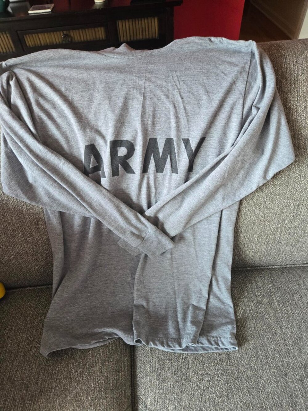 US Army Physical Fitness Long Sleeve PT Shirt Gray Military Issue medium